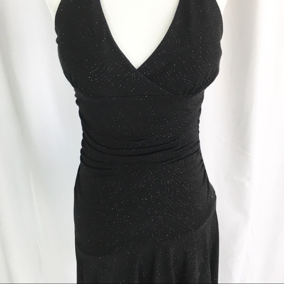 Black sparkle halter handkerchief dress size M - Picture 4 of 5